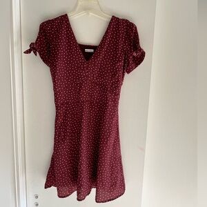 Abercrombie & Fitch XS womans rose maroon lined with pockets Polka Dot Dress